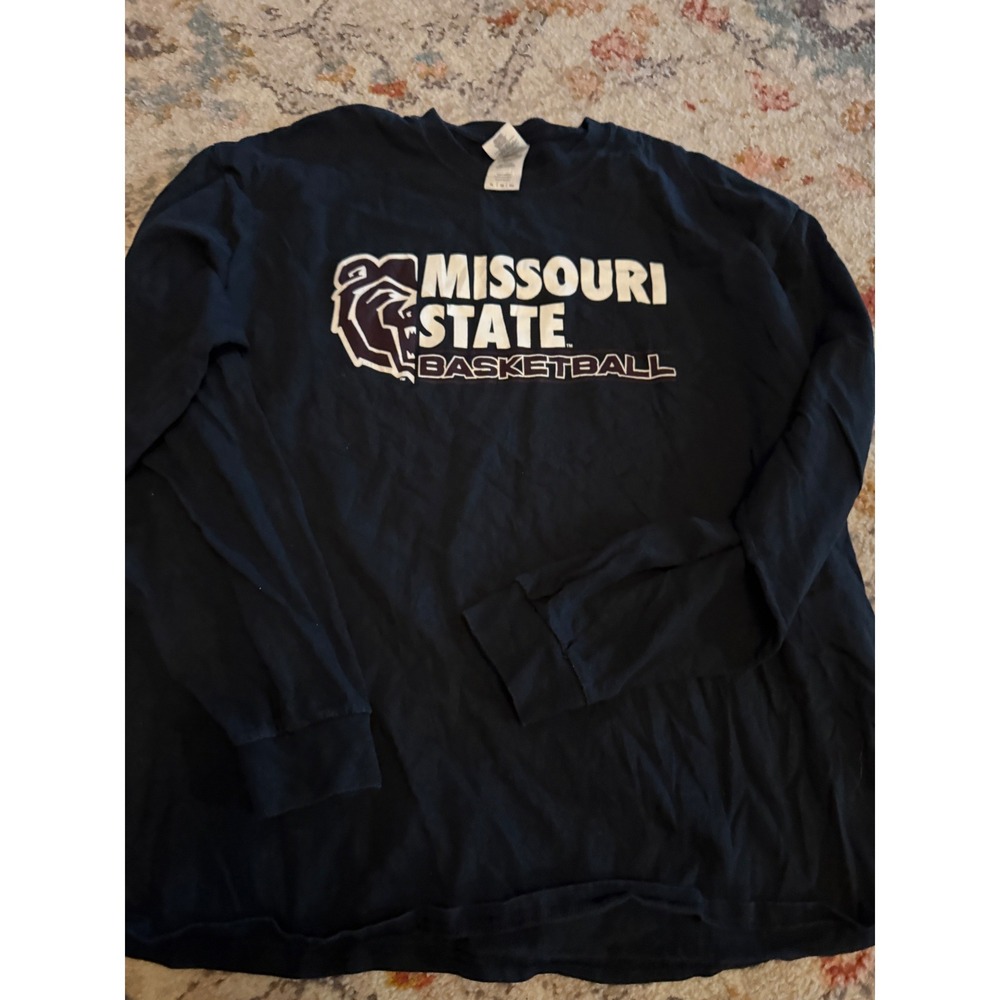 Gildan Missouri State Basketball Long Sleeve Graphic Tee Mens XL Black Cotton